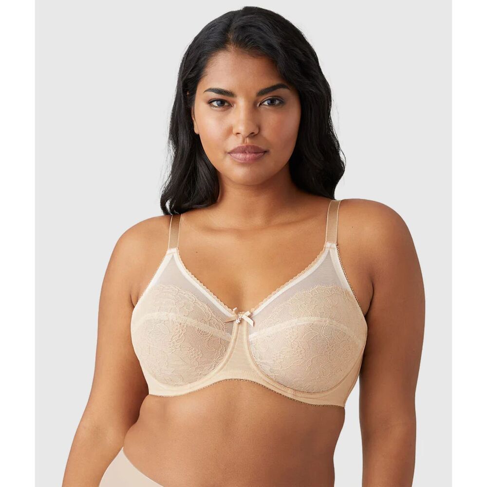 Wacoal Retro Chic Full Figure Underwire Bra Size 36I Nude Beige Lace Support Bra